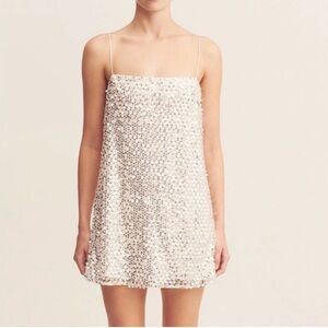 Shona Joy White Sequin Mini Dress